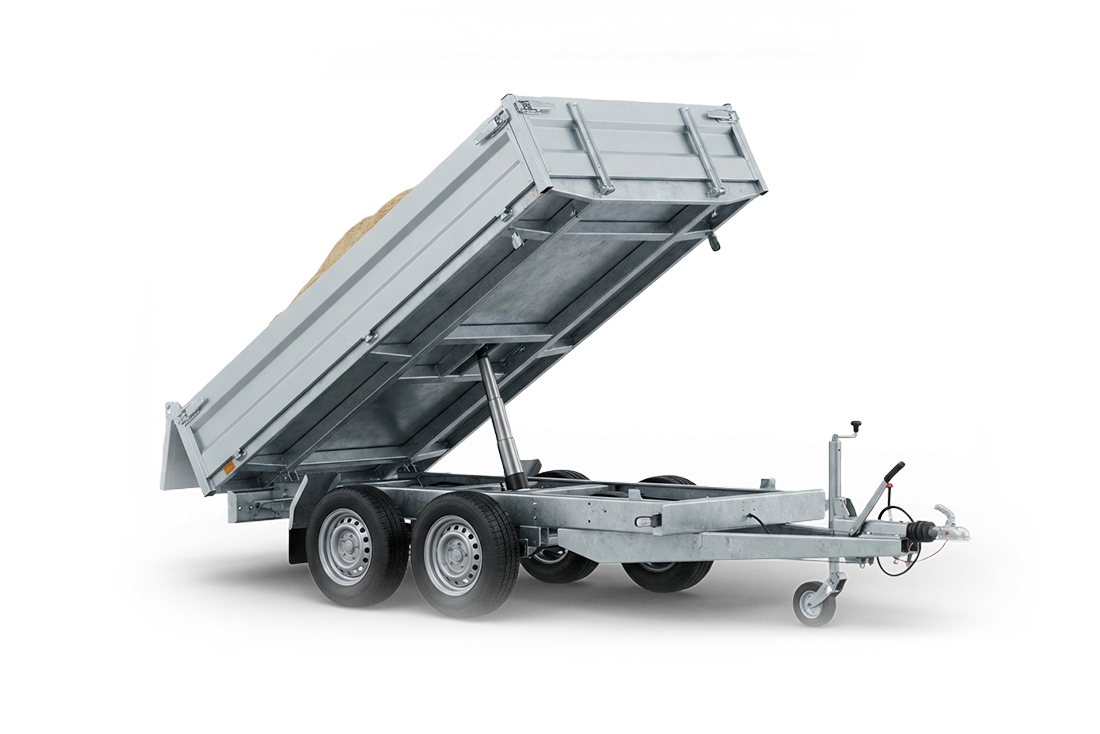 Dvojnápravový sklápací príves s hydraulickou korbou